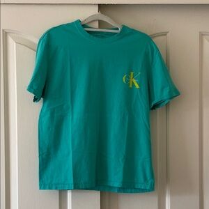 Calvin Klein Teal T-Shirt with Yellow Logo
